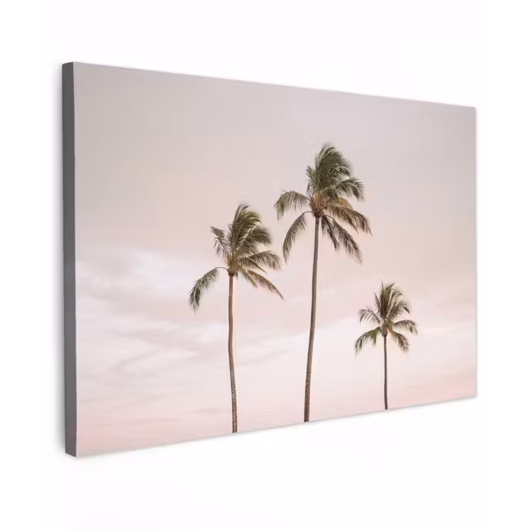 Palmbomen - Zonsondergang - Roze canvas 2cm klein -z3d