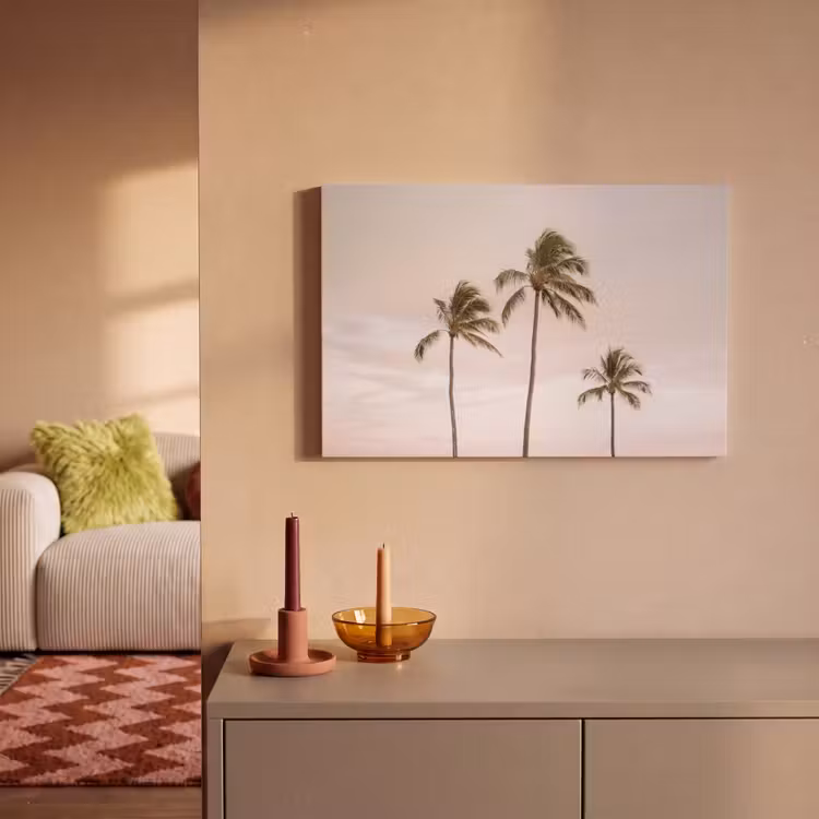 Palmbomen - Zonsondergang - Roze canvas 2cm klein -sfeer1