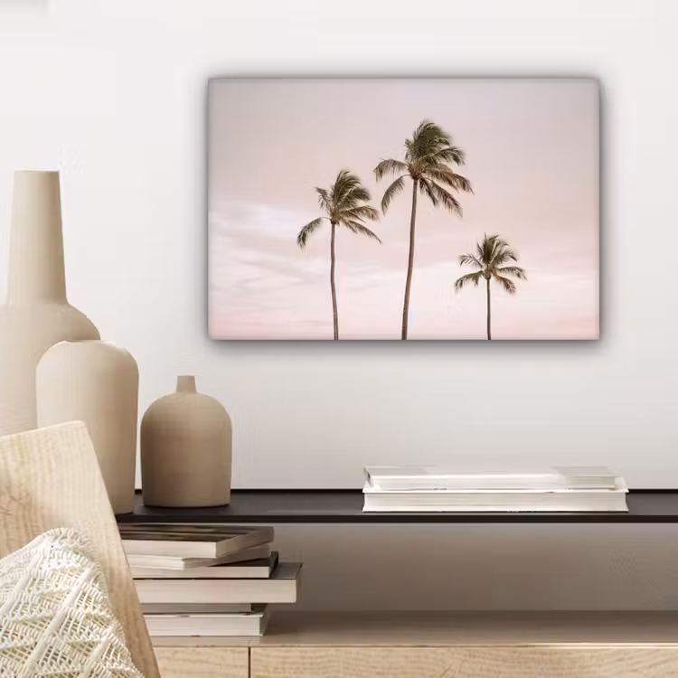 Palmbomen - Zonsondergang - Roze canvas 2cm klein -sfeer6