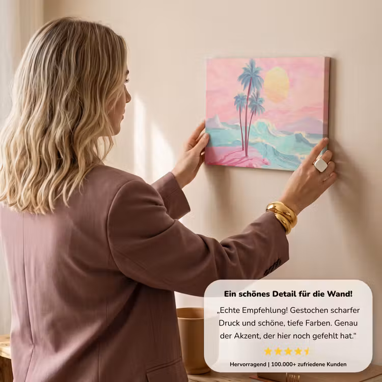 Palmbomen - Golven - Zee canvas 2cm klein -sfeer3