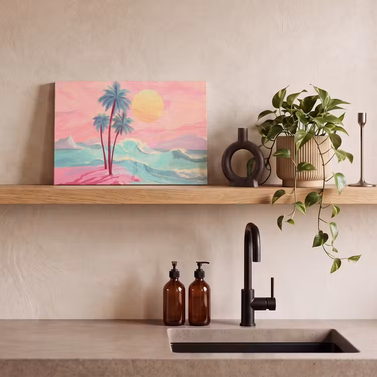 Palmbomen - Golven - Zee canvas 2cm klein -sfeer6