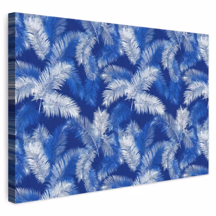 Palmblad - Patroon - Blauw canvas 2cm klein 34 -3d