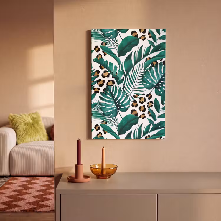 Palmblad - Panterprint - Tropical canvas 2cm klein -z3d