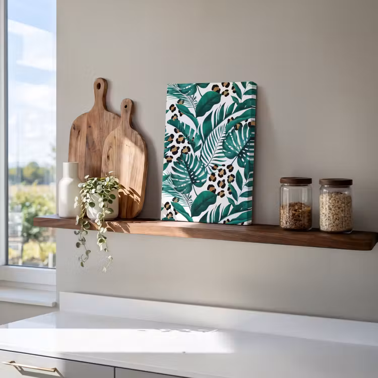 Palmblad - Panterprint - Tropical canvas 2cm klein -sfeer3