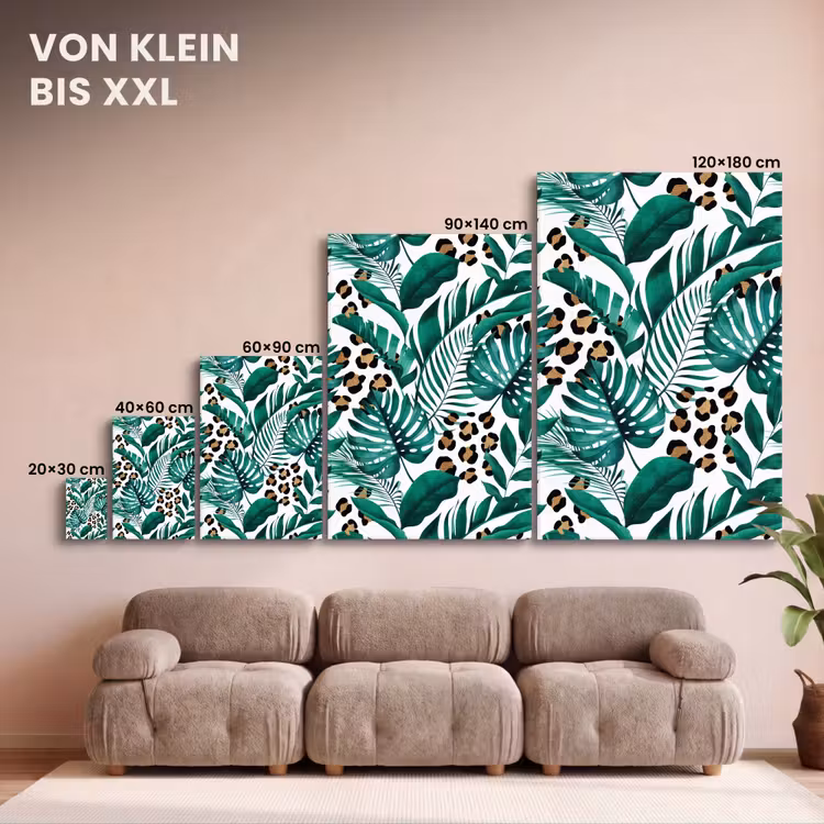 Palmblad - Panterprint - Tropical canvas 2cm klein -uniquesellingpoint_afwerking-onlywow_DE