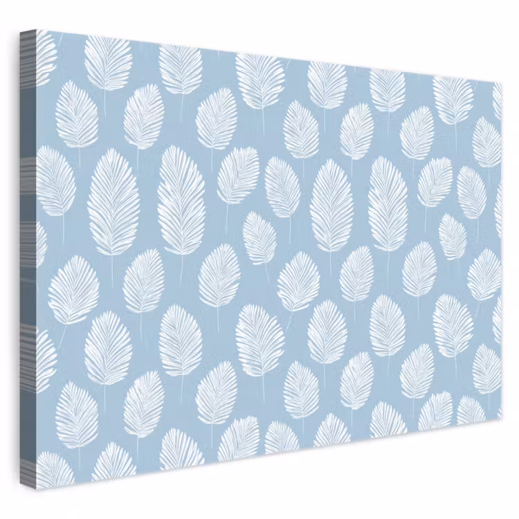 Palmbladeren - Naadloos - Patroon - Pastelblauw canvas 2cm klein 34 -3d