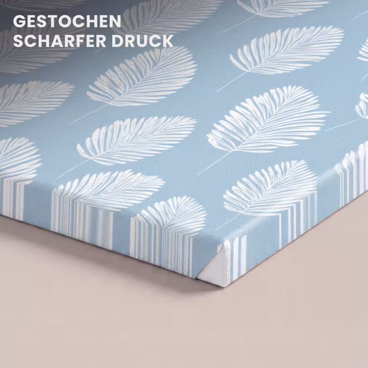 Palmbladeren - Naadloos - Patroon - Pastelblauw canvas 2cm klein 34 -closeup_print_DE