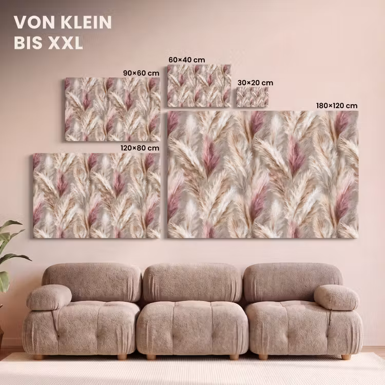 Pampasgras - Pluizig - Kleurrijk canvas 2cm klein 34 -Xsfeer8_DE