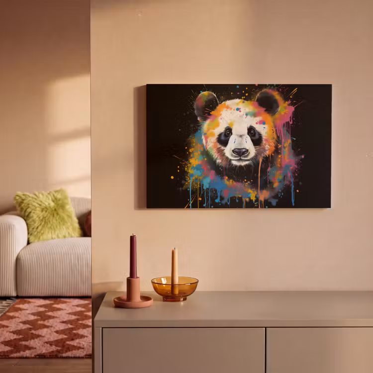 Panda - Graffiti - Dieren - Zwart - Kleuren canvas 2cm klein -sfeer1