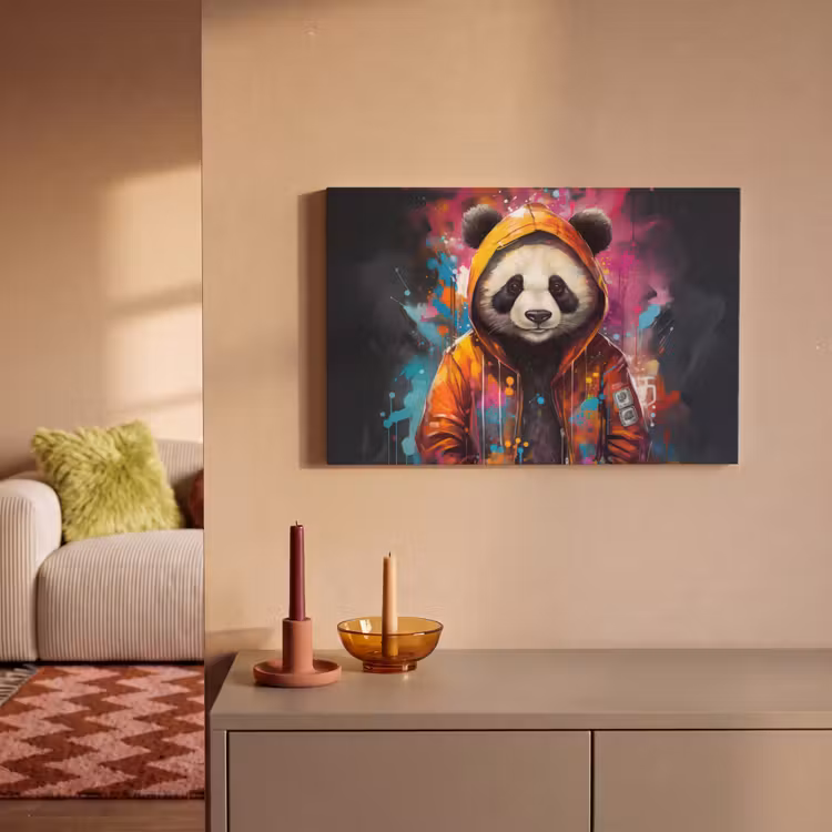Panda - Jas - Graffiti - Oranje canvas 2cm klein -sfeer1