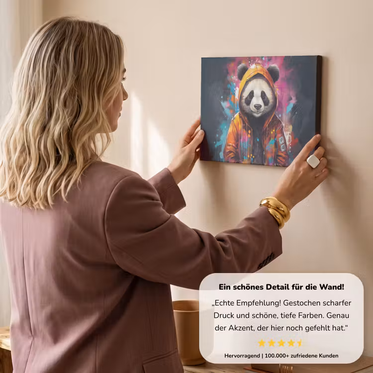 Panda - Jas - Graffiti - Oranje canvas 2cm klein -sfeer3