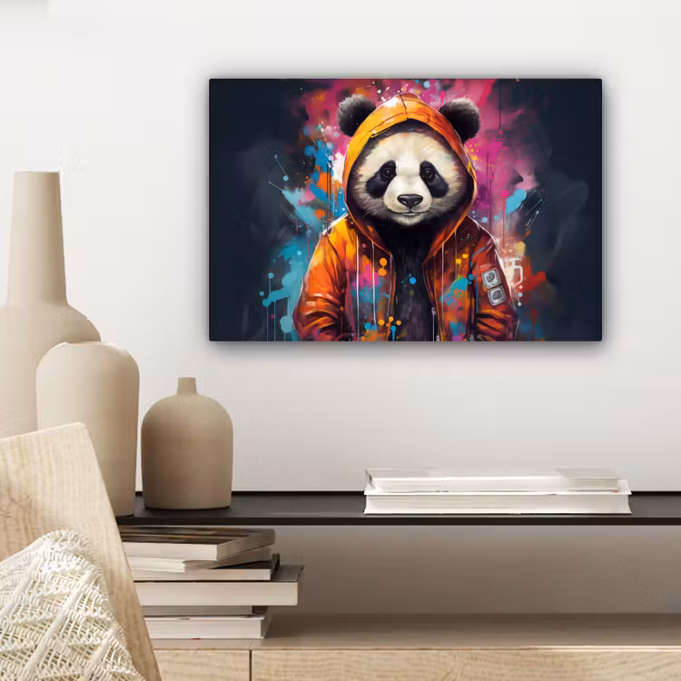 Panda - Jas - Graffiti - Oranje canvas 2cm klein -closeup_print_DE