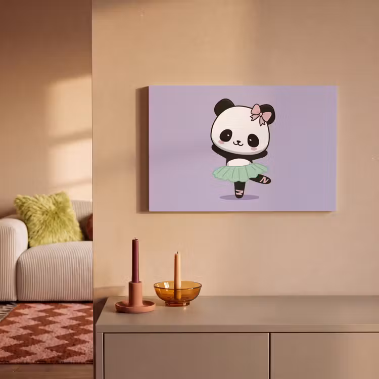 Panda - Paars - Sierlijk - Kawaii canvas 2cm klein -sfeer1