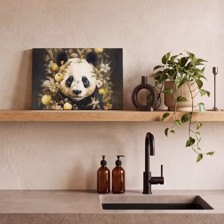 Panda - Pandabeer - Wilde dieren - Natuur - Bloemen canvas 2cm klein -sfeer6