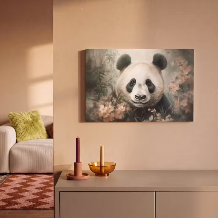Panda - Dieren - Bloemen - Planten canvas 2cm klein -sfeer1