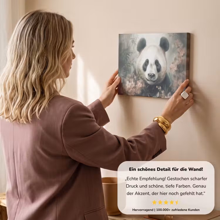 Panda - Dieren - Bloemen - Planten canvas 2cm klein -sfeer3
