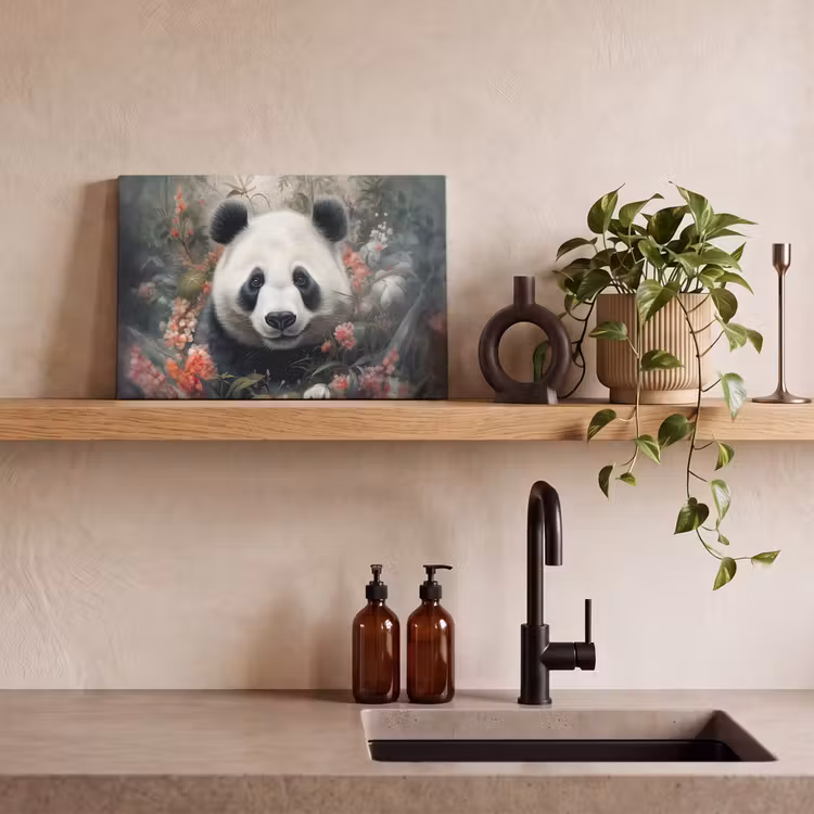 Panda - Wilde dieren - Bloemen - Natuur canvas 2cm klein -closeup_print_DE