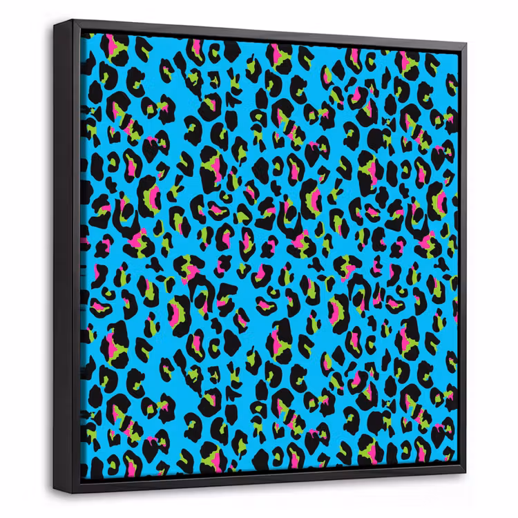 Panter - Blauw - Neon Canvas met baklijst klein 1124 -threedimensional_3d_global
