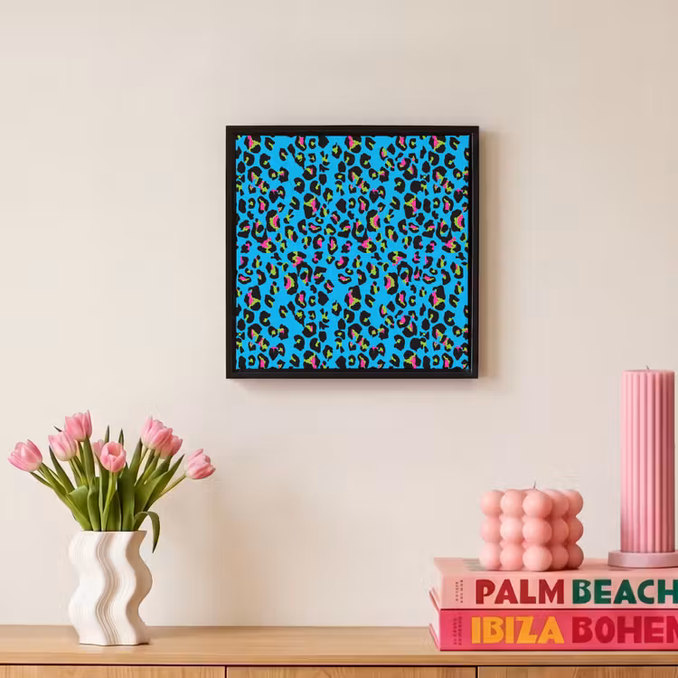 Panter - Blauw - Neon Canvas met baklijst klein 1124 -atmosphere_sfeer1_global