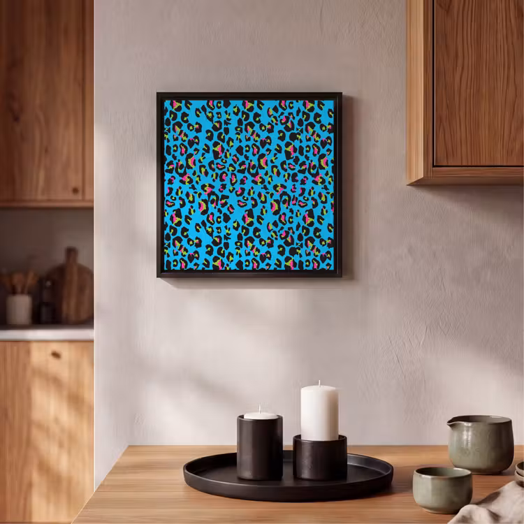 Panter - Blauw - Neon Canvas met baklijst klein 1124 -atmosphere_sfeer2_global