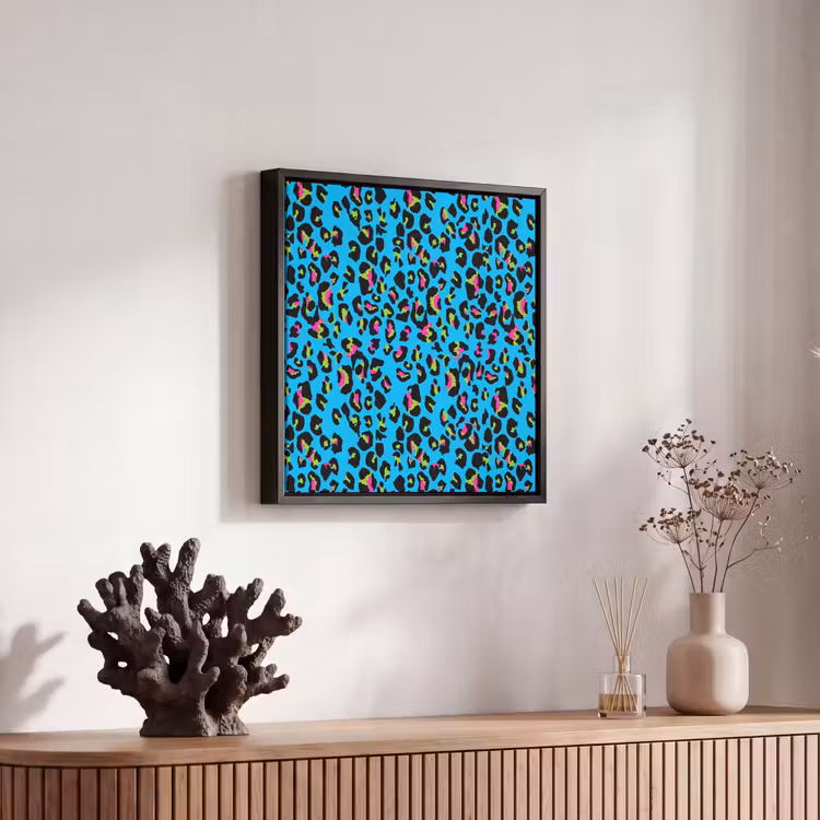 Panter - Blauw - Neon Canvas met baklijst klein 1124 -atmosphere_sfeer4_global