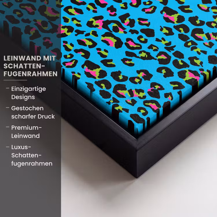 Panter - Blauw - Neon Canvas met baklijst klein 1124 -uniquesellingpoint_productkenmerken_DE