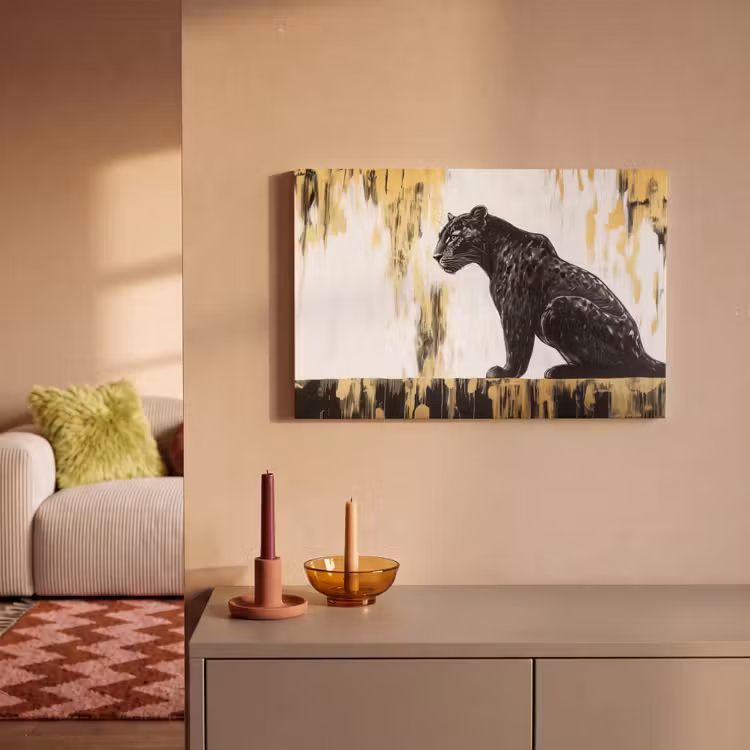 Panter - Zwart - Abstract - Goud canvas 2cm klein -sfeer1