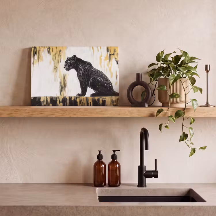 Panter - Zwart - Abstract - Goud canvas 2cm klein -sfeer6