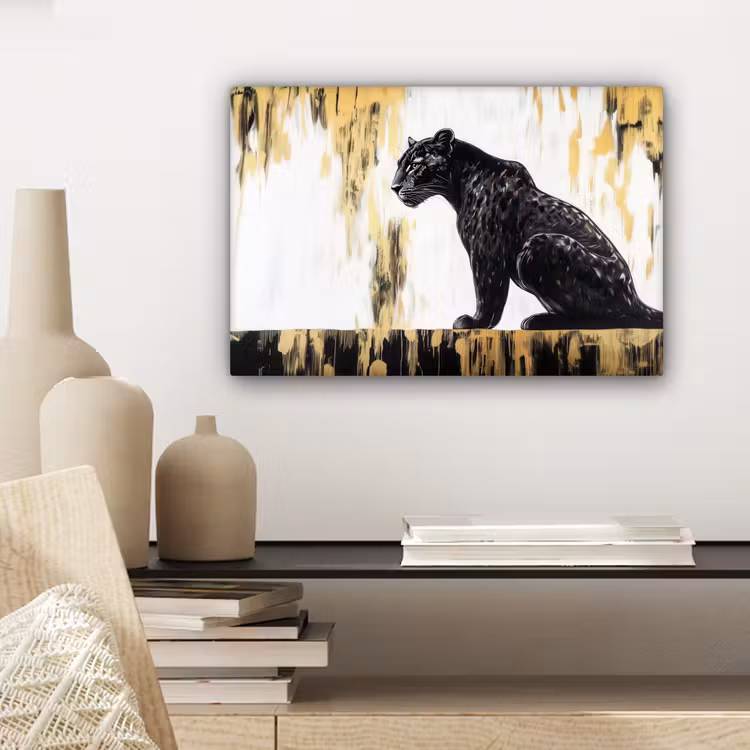 Panter - Zwart - Abstract - Goud canvas 2cm klein -closeup_print_DE