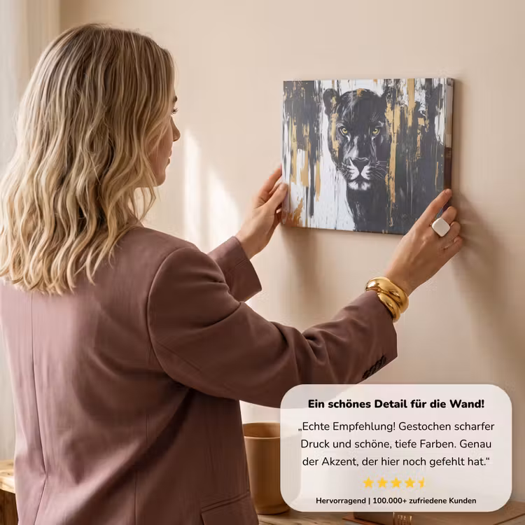 Panter - Zwart - Abstract - Verfstreken canvas 2cm klein -Xsfeer7_DE