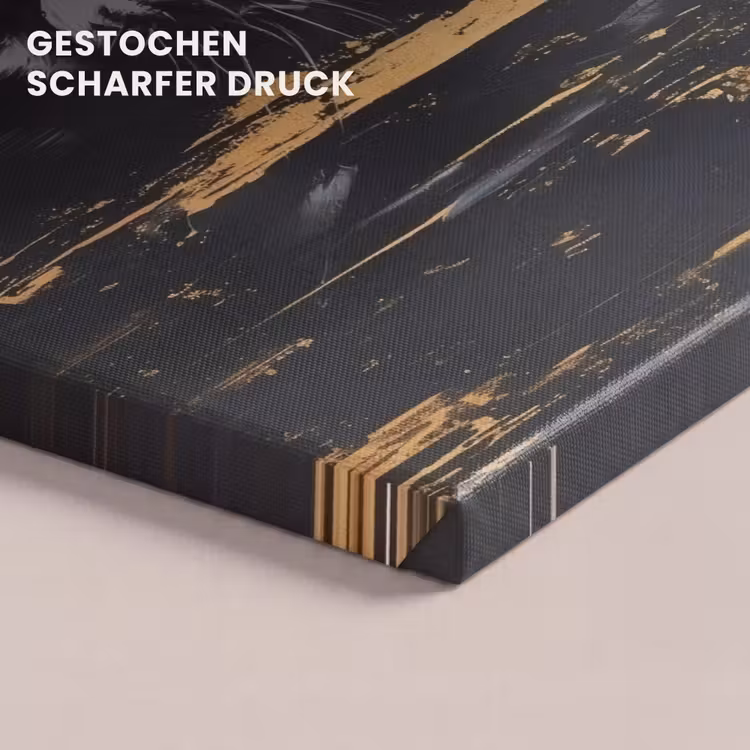 Panter - Zwart - Abstract - Verfstreken canvas 2cm klein -closeup_print_DE