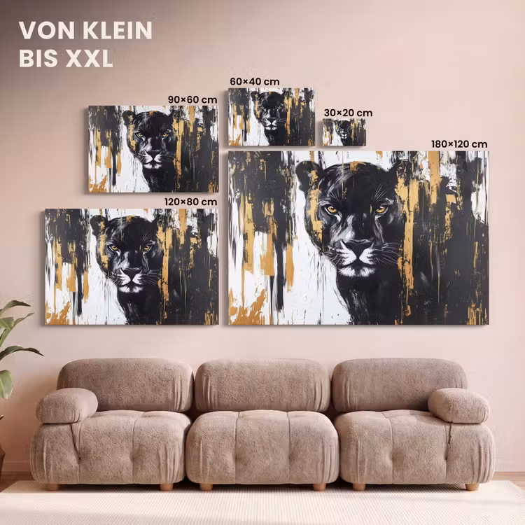 Panter - Zwart - Abstract - Verfstreken canvas 2cm klein -Xsfeer8_DE