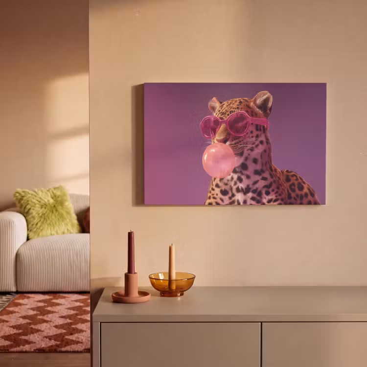 Panter - Zonnebril - Kauwgombel - Roze canvas 2cm klein -sfeer1