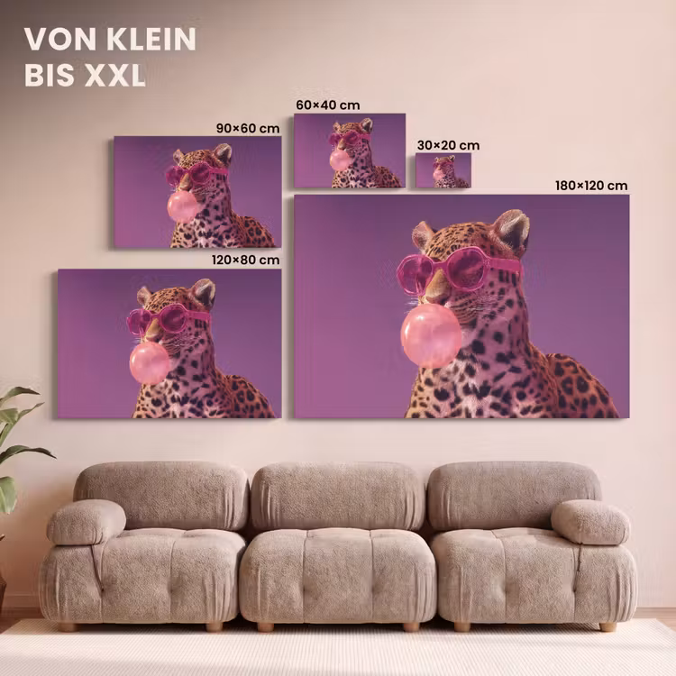 Panter - Zonnebril - Kauwgombel - Roze canvas 2cm klein -Xsfeer8_DE