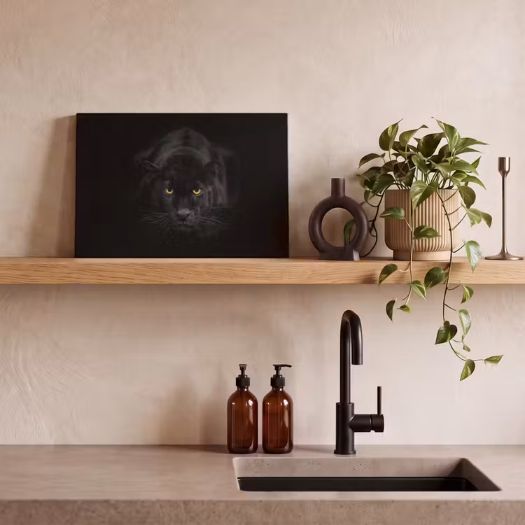 Panter - Dieren - Zwart - Ogen canvas 2cm klein -sfeer6