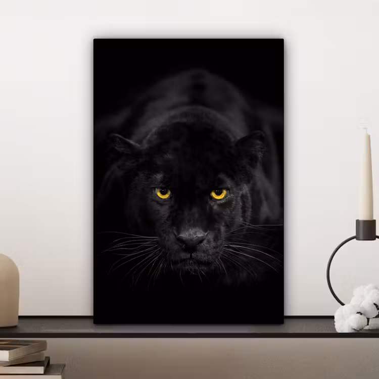 Panter - Dieren - Zwart - Ogen canvas 2cm klein -closeup_print_DE