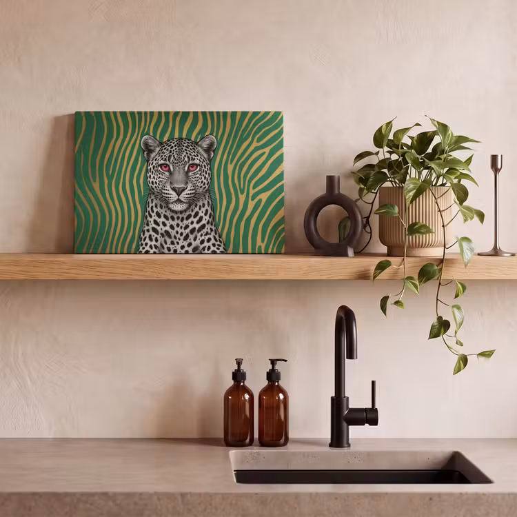 Panter - Zebrapatroon - Groen canvas 2cm klein -closeup_print_DE