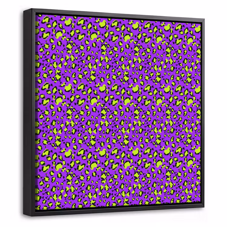 Panterprint - Paars - Groen - Neon Canvas met baklijst klein 1124 -threedimensional_3d_global