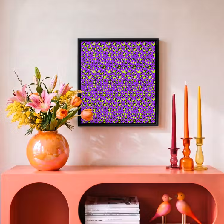 Panterprint - Paars - Groen - Neon Canvas met baklijst klein 1124 -atmosphere_sfeer3_global