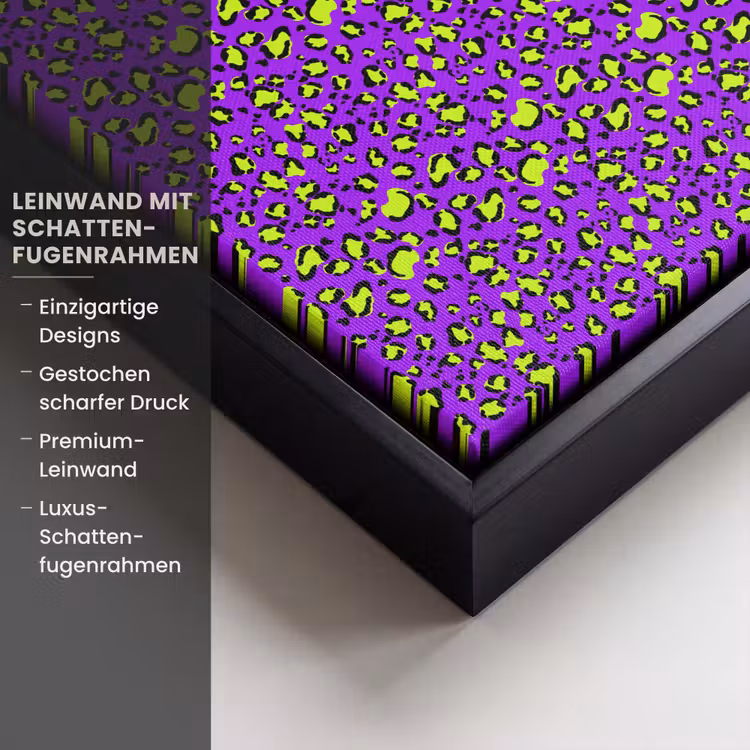 Panterprint - Paars - Groen - Neon Canvas met baklijst klein 1124 -uniquesellingpoint_productkenmerken_DE