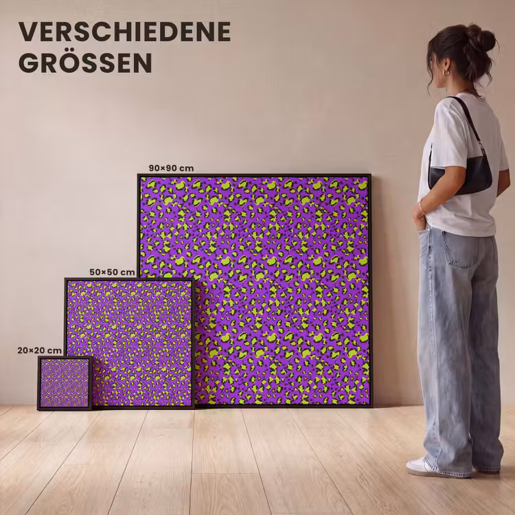 Panterprint - Paars - Groen - Neon Canvas met baklijst klein 1124 -comparison_formatenoverzicht_DE