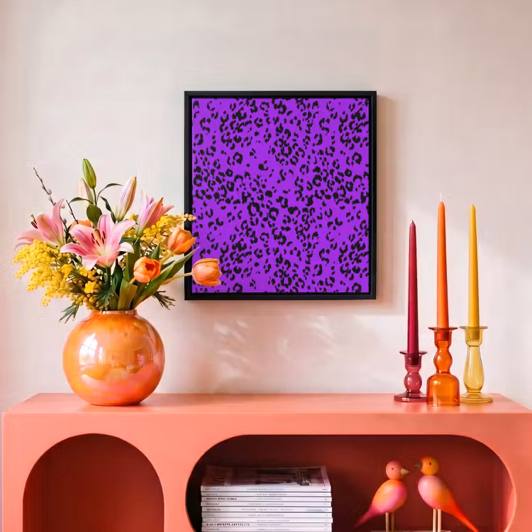 Panterprint - Paars - Patroon Canvas met baklijst klein 1124 -atmosphere_sfeer3_global