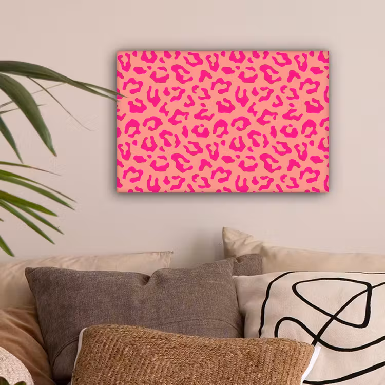 Panterprint - Roze - Dierenprint - Minimalistisch canvas 2cm klein -sfeer1