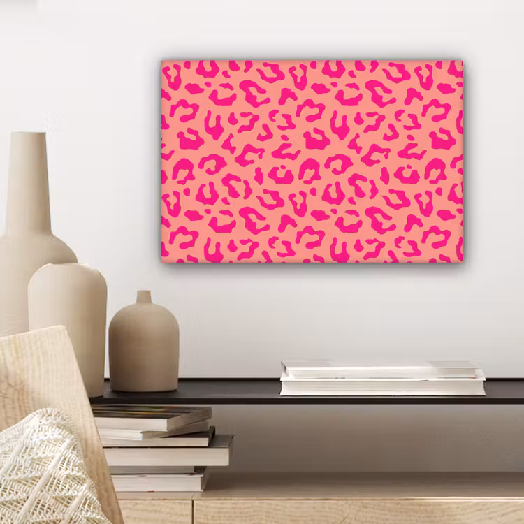 Panterprint - Roze - Dierenprint - Minimalistisch canvas 2cm klein -sfeer6