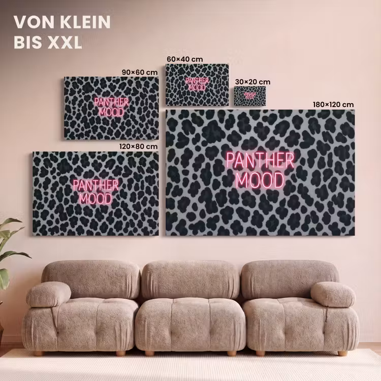Panterprint - Zwart - Neonletters - Roze canvas 2cm klein -Xsfeer8_DE