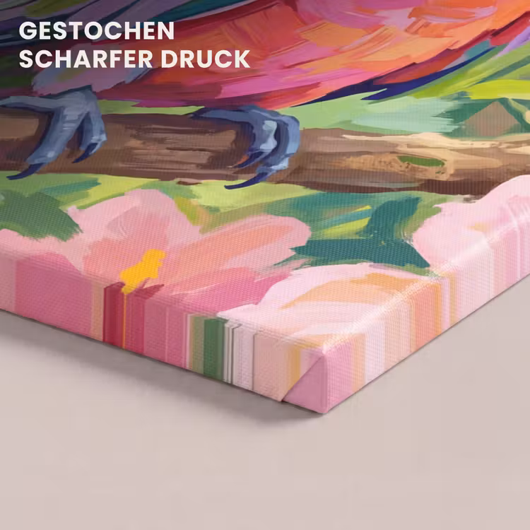 Papagaai - Hibiscusbloemen - Kleurrijk canvas 2cm klein -uniquesellingpoint_afwerking-onlywow_DE