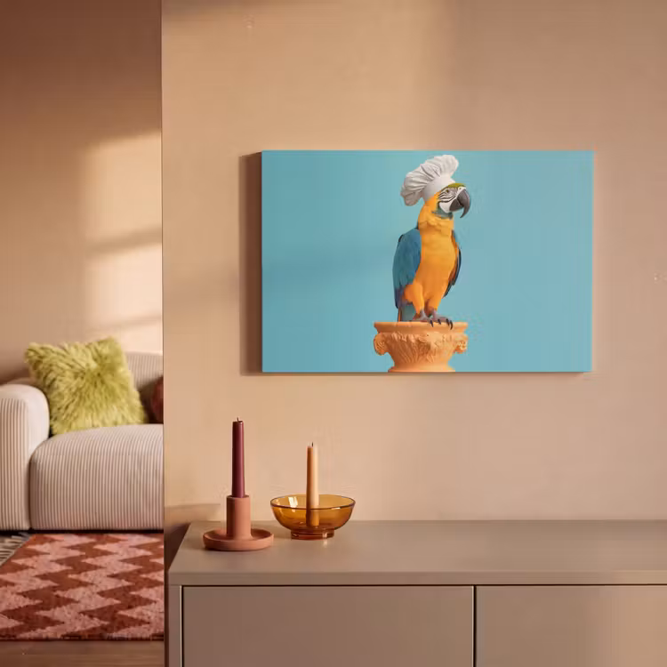 Papegaai - Koksmuts - Grappig - Vogel canvas 2cm klein -sfeer1
