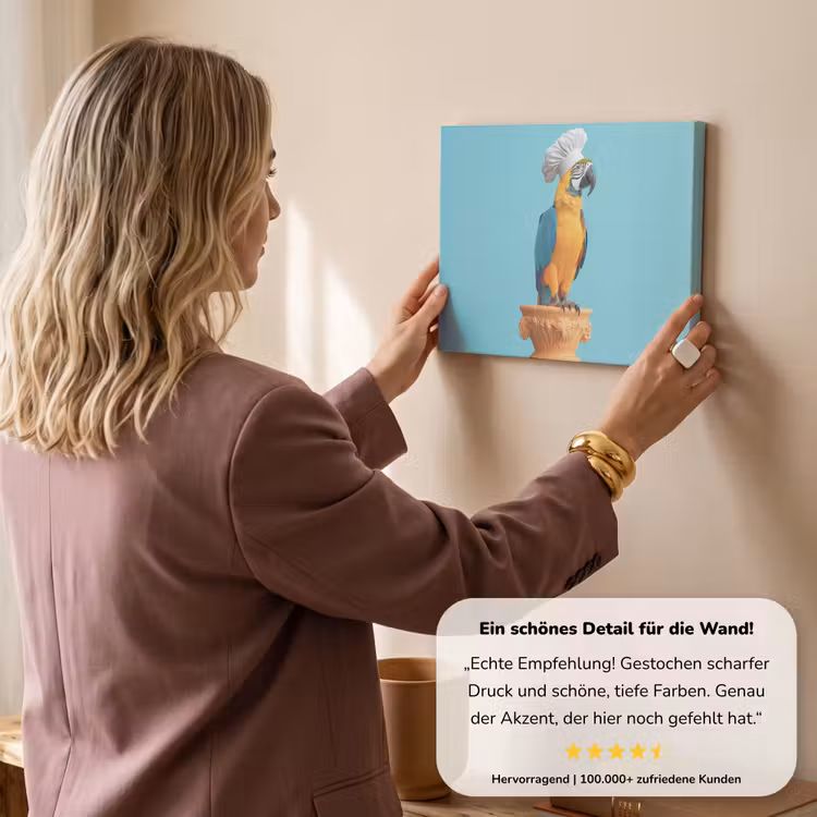 Papegaai - Koksmuts - Grappig - Vogel canvas 2cm klein -sfeer3
