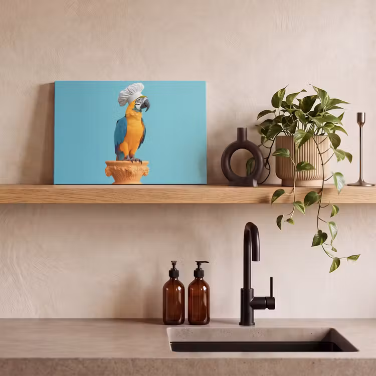 Papegaai - Koksmuts - Grappig - Vogel canvas 2cm klein -sfeer6