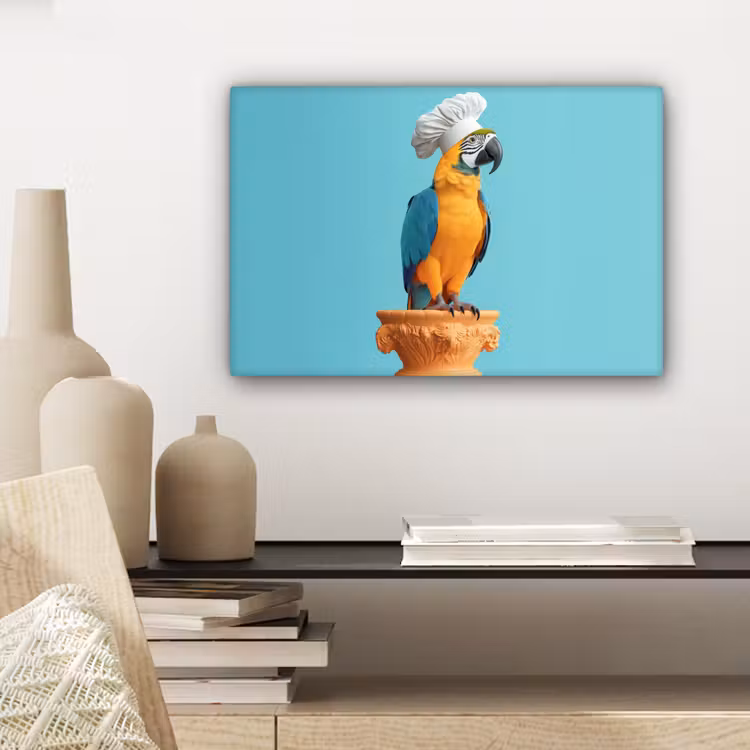 Papegaai - Koksmuts - Grappig - Vogel canvas 2cm klein -closeup_print_DE